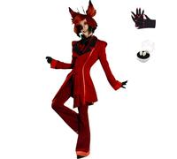 SHIKI Anime Alastor Cosplay Costume Hazbim Hotel Radio Demon Red Striped Suit Jacke Uniform Halloween Outfit for Women Men (3XL-Alastor1)