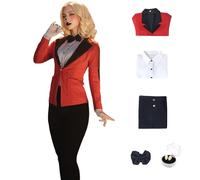 SHIKI Anime Hazbim Hotel Charlie Morningstar Cosplay Costume Charlotte Red Jacke Uniform Suit Halloween Outfit (M-RED1)