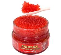SHIKRAN Red Shrimp Caviar Pearls 100g - Mediterranean Shellfish Spheres for Risotto, Paella, Raw Bar & Bisque - Premium Caviar Alternative, Heat Stable, 8 Calories, Made in Spain