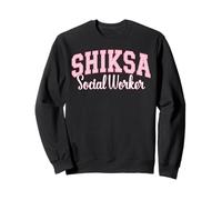 Shiksa Social Worker Jewish Yiddish Varsity Pink Letters Sweatshirt