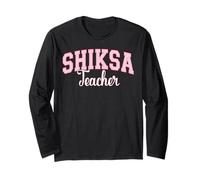 Shiksa Teacher Jewish Yiddish Word Varsity Pink Letters Long Sleeve T-Shirt