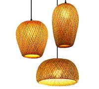 SHIKUN Bamboo Woven Lampshade Bamboo Ceiling Light Vietnamese Style Pendant Light Decorative Chandelier Ceiling Lamp for Restaurant, Corridor, Living Room, Bar, Coffee