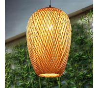 SHIKUN Bamboo Woven Lantern Lampshade Ceiling Light Vietnamese Style Pendant Light Decorative Chandelier Ceiling Lamp for Restaurant, Corridor, Living Room, Bar, Coffee, 23 x 37CM