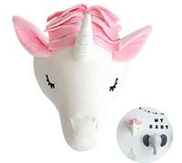 SHIKUN Handmade Animal Wall Hanging, Velvet Animal Head Wall Decoration, Nursery Wall Decorations Wall Art Hanging Nursery Wall Door Pendant Toys for Boys, Girls, Kids Room