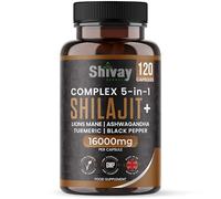 Shilajit 16000mg Complex 5 in 1 with Ashwagandha + Lions Mane | 120 Vegan Capsules - 4 Month Supply | High Strength Pure Himalayan Shilajit | Rich in Fulvic Acid | Made in UK by Shivay Herbals