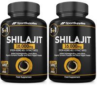 Shilajit Capsules 16,000mg -120 Days Supply - 60% Fulvic Acid - Added Ashwagandha, Lions Mane, Turmeric and Black Pepper - High Strength Himilayan Shalajit (Pack of 2)