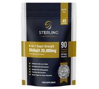 Shilajit Capsules - Himalayan 20000mg 6-in-1 Super Strength Complex | with Lion’s Mane, Irish Sea Moss, Ashwagandha, Curcumin & Black Pepper | 90 Vegan Capsules | STERLING NUTRITION