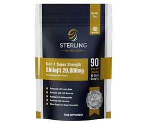 Shilajit Capsules - Himalayan 20000mg 6-in-1 Super Strength Complex | with Lion’s Mane, Irish Sea Moss, Ashwagandha, Curcumin & Black Pepper | 90 Vegan Capsules | STERLING NUTRITION