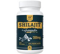 Shilajit Capsules with 60% Fulvic Acid, 1300mg per Serving, Ashwagandha Complex, Made in UK, 60 Capsules (Pack of 1)