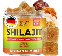 Shilajit Gummies 2200mg - Himalayan Mumijo with Mushroom Complex, 90ct | Lion's Mane, Reishi, Chaga & Cordyceps | No Artificial Colours, Flavours or Preservatives | Easy to Take