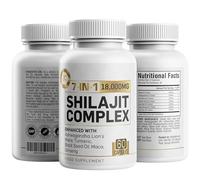 Shilajit with Ashwagandha, Lion’s Mane, Maca Root, Turmeric, Ginseng, Black Seed Oil - High Strength, 60 Capsules