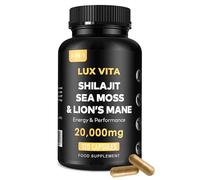 Shilajit with Sea Moss & Lion’s Mane Capsules - 3-in-1 | 4 Month Supply | Herbal Energy, Brain Focus, Daily Mineral & Vitality Supplement - Vegan High Strength Formula | Lux Vita