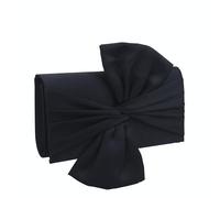 shilanmei Bow Clutch Purses for Women,Simple Pleated Purse Lady Satin Handbag Evening Bag with Chain for Daily Wedding Formal Party (Black)