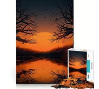 Shilhouette Tree Branch Jigsaw Puzzles for Teenagers 1000 Mind Exercise Toy Home Activity Precision Cut Wall Art Decor 38x52cm