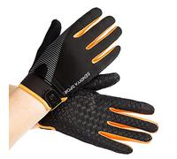 shilipai Summer Men and Women Ice Silk Thin Fitness Training Full Fingers Gloves Mountaineering Outdoor Non-slip Sports Breathable Riding Gloves Orange(orange)