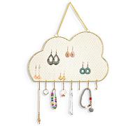 SHILIPAIJC Hanging Jewelry Orgnizer, Wall Mounted Metal Earring Necklaces Display, Mesh Jewellry Holder Bracelet Storage Racks Gift for Girl Women(Cloud-shaped)