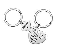Shilipu 1 Pair Heart Keychain Puzzle Piece Keyring - Magnetic Suction - Couple Lover Key Chain - Multicolour Stainless Steel - Love Relationships - Couples Gift