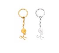 shilipu 2pcs Trend Farting Stickman Keychains Women Men Funny Stainless Steel Bag Car Key Pendant Couple Trinket Gift Keyring