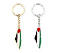 shilipu 2PCsPalestine Map Israel Keychain Support Palestine Israel Keyring for Home Car Keys Backpack Pendant Country Patriotic Key Chain Jewelry Souvenir Gift for Men Women Silver Gold Tone