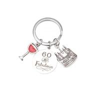 shilipu 60 And Fabulous Key Ring 60th Birthday Keyring for Women Durable Stainless Steel 60th Birthday Gifts Key Ring for Grandma Grandad Mum Dad birthday Gifts