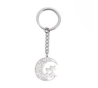 shilipu Cat on Moon Keychain Moon Cat Keychain Animal Keychain Gift Friends Jewelry Pendant Car Key Chain Cat Lover Keyring