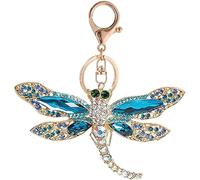 Shilipu Colorful Crystal Dragonfly Keychain for Women - Alloy Rhinestone Insert Key Holder Bling Dragonfly Animal Key Ring Car Gifts