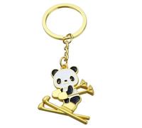 shilipu Cute Panda Keychain Creative New Year Festival Gift Cartoon Panda Skiing Animal Key Chain Pendant Car Bag Key Pendant Souvenirs Key Ring DIY Craft Gift for Women Men Gold Tone