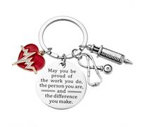 shilipu Heartbeat Keychain May You Be Proud of the Work You Do Key Chain Nurse Key Ring Nursing Graduation Gift Keyrings Heart Key Pendant Nurse Doctor Gifts