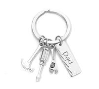 shilipu Keychain with Ruler Hammer Wrench Screwdriver Father's Day Keyring Daddy Key Chain Repair Tools Key Pendant Keychain for Men Gifts from Daughter Son