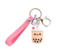 Shilipu Silicone Bubble Tea Keychain - Boba Milk Tea Key Ring Cute Car Keychain Jewelry Gift for Women & Girls