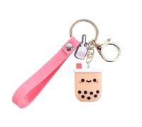 Shilipu Silicone Bubble Tea Keychain - Boba Milk Tea Key Ring Cute Car Keychain Jewelry Gift for Women & Girls