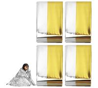 SHILIUZHI 4 Pcs Large Size Emergency Foil Blanket, Emergency Foil Thermal Blanket, Survival Reflective Blankets, for Outdoors, Hiking, Survival, Marathons and First Aid, Gold, Silver