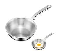 SHILIUZHI Mini Omelet Pan, 5.5 Inches/14 Cm, Stainless Steel Mini Omelet Pan, Omelets Pans with Spout, Non-Stick Butter Warmer, Portable Camping Pans, for Home Kitchen Cooking