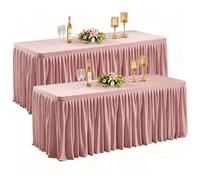 Shillance 2 Pack Dusty Rose Table Clothes for 6 Foot Rectangle Tables, Premium Polyester Rectangle Tablecloth Wrinkle Resistant Washable Table Cover for Wedding, Party, Dining,Banquet,Buffet Tables