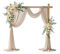 Shillance Dark Champagne Wedding Arch Draping Fabric, 2 Packs 29" x 20FT Sheer Fabric Arch Drapery Curtain Backdrop Ceiling Drapes for Wedding Arbor Ceremony Canopy Birthday Party Decorations
