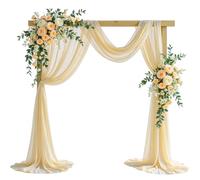 Shillance Light Champagne Wedding Arch Draping Fabric, 2 Packs 29" x 20FT Sheer Fabric Arch Drapery Curtain Backdrop Ceiling Drapes for Wedding Arbor Ceremony Canopy Birthday Party Decorations