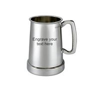 Shilling 1 Pint Pewter Tankard with A Shilling trapped in The Glass Base - Remembering The Legend of The King's Shilling - Personalised Engraving Available