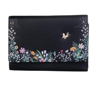 Shiloh Leather Large Black Floral Butterfly Tri-Fold Purse Wallet