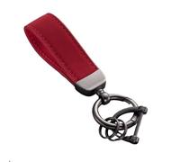 SHILONGBAIHUO 1 Pcs Genuine Leather Car Keychain for Mitsubishi ASX 2019 2020 2021 2022 2023 2024, 360 Degree Rotatable, With Anti-Lost D-Ring, Car Accessories, Keyring, Car Key Chain Holder,Red