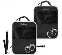 SHILONGBAIHUO 2 Pcs Car Kick Mats for Ford Focus ST-Line MK4 2019-2021, Back Seat Protector with Mesh Storage Pockets Waterproof 600D Oxford Fabric Cover Black