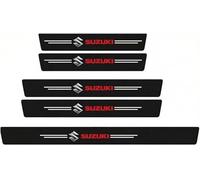 SHILONGBAIHUO 5 Pcs Car Sill Protectors Strips for Suzuki Grand Vitara II 2005-2014, Carbon Fiber Wrap Film, Welcome Pedal Decor Accessories, Rear Bumper Protective Film