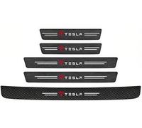 SHILONGBAIHUO 5 Pcs Car Sill Protectors Strips for Tesla Model S (2016-), Carbon Fiber Wrap Film, Welcome Pedal Decor Accessories, Rear Bumper Protective Film