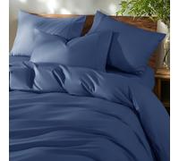 Shilucheng 100% Cotton California King Size Duvet Covers - 600 Thread Count, Luxury Sateen Weave Egyptian Cotton Comforter Cover with Zipper Closure，Hotel Bedding Duvet Covers 3 Piece (Navy Blue)