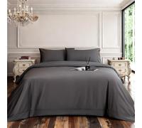 Shilucheng 4-Piece Queen Size Sheets Set,Rayon Derived from Bamboo_,Cooling & Breathable Bed Sheets, Silky Bedding Sheets & Pillowcases, 16 Inch Deep Pockets (Queen,Dark Grey)