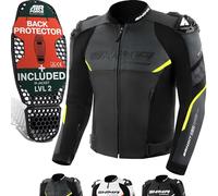 SHIMA BANDIT Motorbike Jackets for Men AIRFORCE Back Protector Armour Riding Leather Motorcycle Jacket Summer Sport Bikers Ventilated Motorbike Suit Armoured Bike Motorcycles (Mens, Fluo, 58)