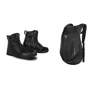 SHIMA Blake Motorcycle Shoes for men - Leather, Breathable, Reinforced Street Riding Shoes with Side Zipper, Ankle Support, Anti-Slip Sole, Gear Pad (Black, 7,5)