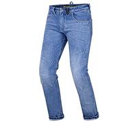 SHIMA DEVON Motorcycle Jeans - Ventilated Elastic Slim Fit Riding Trousers Mens with FiberQL Reinforcements, CE Knee and Hips Protectors (Men, Blue, 32)