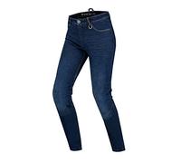 SHIMA Devon Motorcycle Jeans - Ventilated Elastic Slim Fit Riding Trousers with FiberQL Reinforcements, CE Knee and HIPS Protectors (Women, Dark Blue, 32)