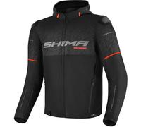 SHIMA DRIFT+ Waterproof Motorbike Jacket with Hood for Men - Lightweight Breathable Summer Mesh Mens City Biker Jacket with CE Back Shoulder Elbow Armor Pads Width Adjustment (Black, 4XL)