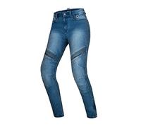 SHIMA JESS Motorcycle Jeans for Women Breathable, Elastic, Regular Fit Biker Trousers Womens with Kevlar Layer, Slim Fit, CE Knee and Hip Armor Pads (Blue, 24 Long)